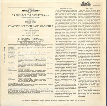 HELIODOR H/HS 25058 - Marius Constant,Serge Nigg,Orchestre Philh - Image 2