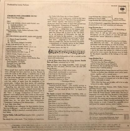 Columbia Masterworks M 30230 - Charles Ives, Paul Zukofsky, Gilb - Image 2