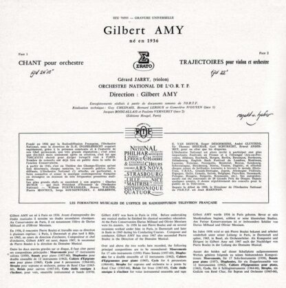 Erato STU 70593 - Orchestre National De L'ORTF, Gilbert Amy, Gér - Image 2