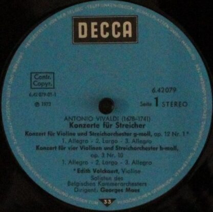 DECCA 6.42079 AG - Antonio Vivaldi, Edith Volckaert, Belgian Cha - Image 3