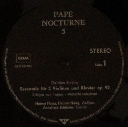Pape Nocturne NC 5 - Christian Sinding, Hanno Haag, Helmut Haag, - Image 4