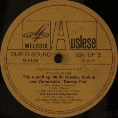 Eurodisc 78 419 ZK - Antonín Dvořák, David Oistrakh Trio - Dumky - Image 3