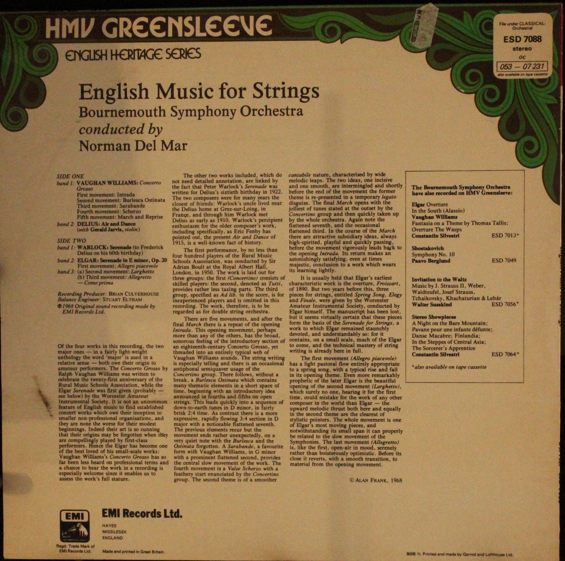 His Master's Voice ESD 7088 - Bournemouth Symphony Orchestra, No - Image 2