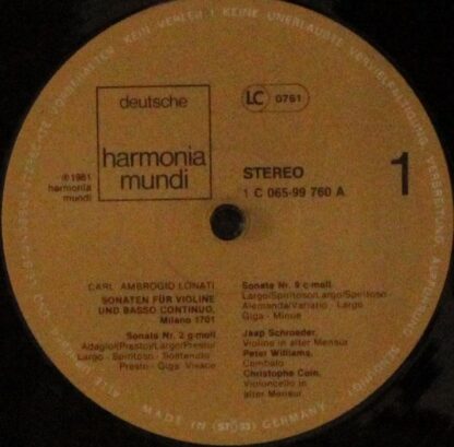 Deutsche Harmonia Mundi 1C 065-99 760 - Carlo Ambrogio Lonati, J - Image 5