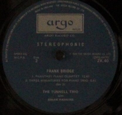 Argo ZK 40 - Frank Bridge, Tunnell Trio, Brian Hawkins - Piano T - Image 4