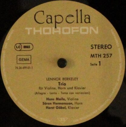 Thorofon Capella MTH 257 - Lennox Berkeley - Trio For Horn, Viol - Image 6