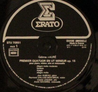 Erato STU 70551 - Gabriel Fauré, Quatuor Via Nova - Quatuor A Co - Image 5