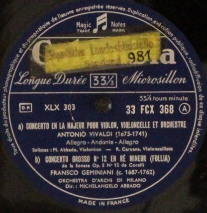 Columbia FCX 368 - Francesco Geminiani, Antonio Vivaldi, Giusepp - Image 4