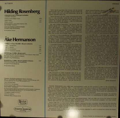 Swedish Society Discofil SLT 33215 - Hilding Rosenberg, Åke Herm - Image 2
