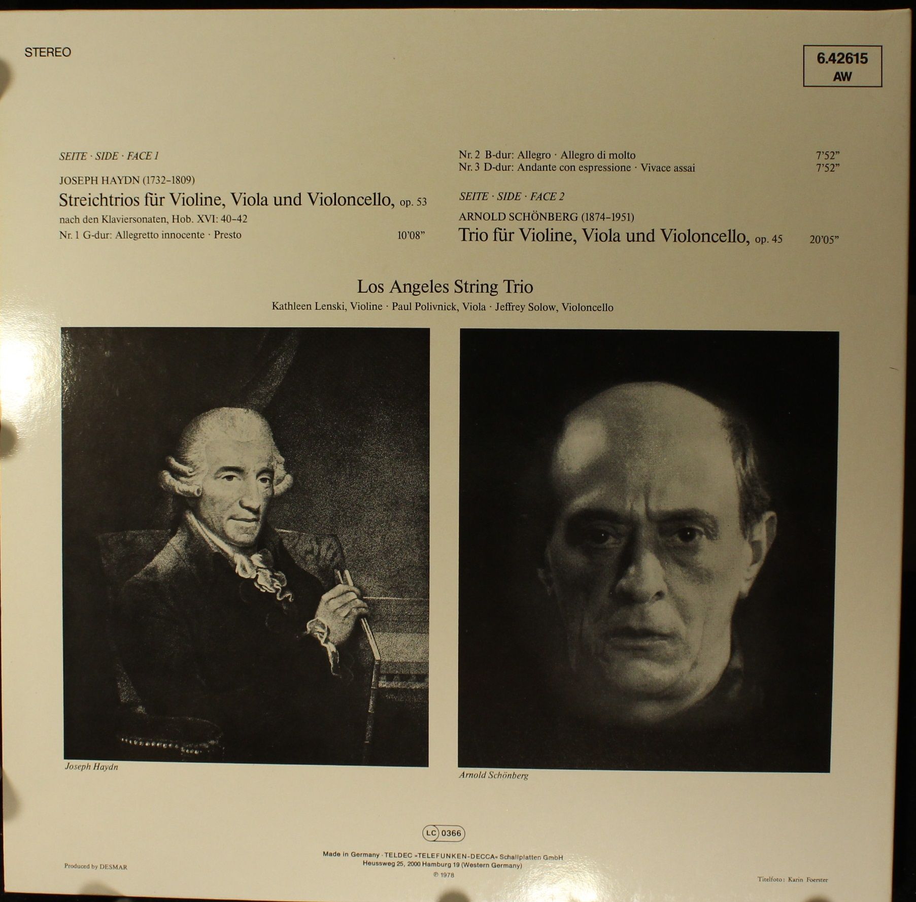 Telefunken 6.42615 - Joseph Haydn, Arnold Schoenberg, Los Angele - Image 4