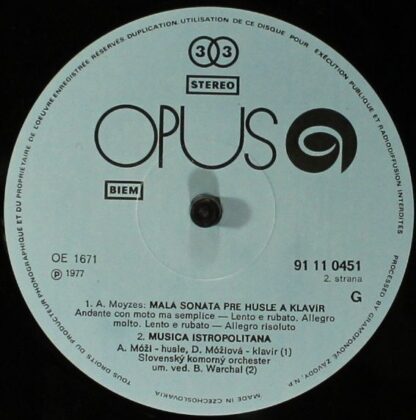 Opus 9111 0451 - Alexander Moyzes - 2. Sláčikové Kvarteto / Dve - Image 4