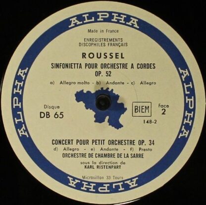 Alpha (34) DB 65 - Albert Roussel, Lily Laskine, Trio Pasquier, - Image 3