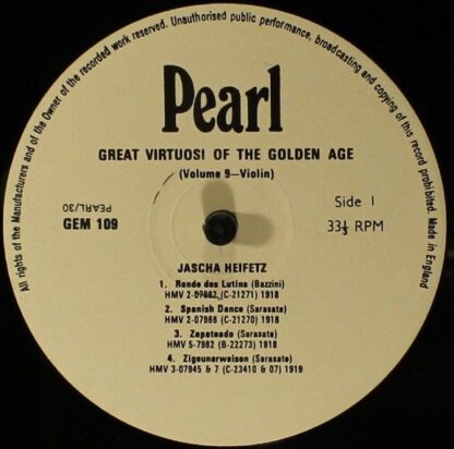 Pearl GEMM 109 - Jascha Heifetz - Jascha Heifetz - Image 3