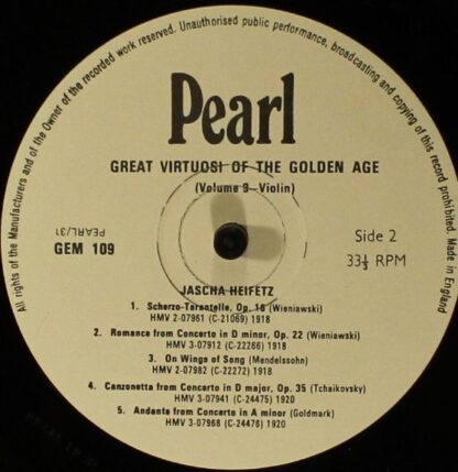 Pearl GEMM 109 - Jascha Heifetz - Jascha Heifetz - Image 4