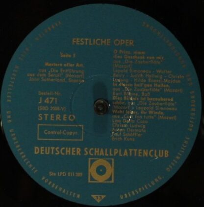 Deutscher Schallplattenclub J 469 - Various - Festliche Oper - Image 4