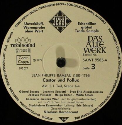 Telefunken SAWT 9584/87-A - Jean-Philippe Rameau, Gérard Souzay, - Image 9
