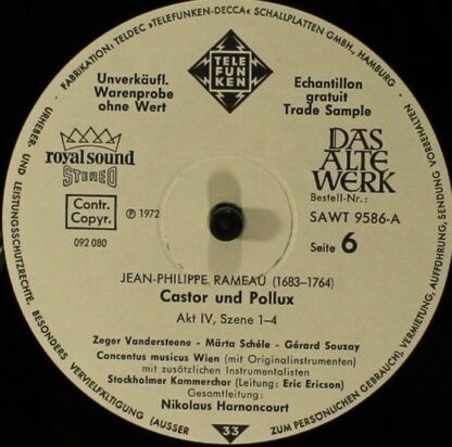 Telefunken SAWT 9584/87-A - Jean-Philippe Rameau, Gérard Souzay, - Image 13