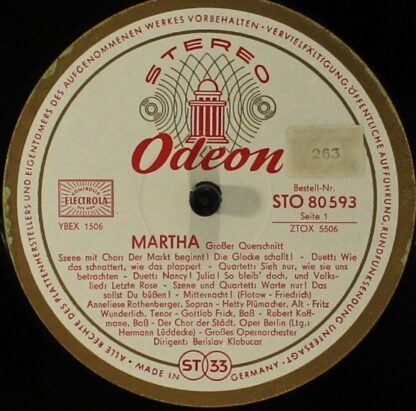 Odeon STO 80 593 - Friedrich von Flotow - Martha (Grosser Quersc - Image 3