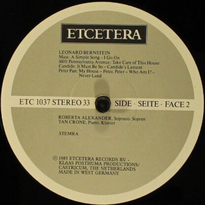 Etcetera (3) ETC 1037 - Leonard Bernstein, Roberta Alexander, Ta - Image 6