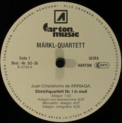 Aarton Music 83-36 - Märkl-Quartett, Juan Crisóstomo de Arriaga - Image 3