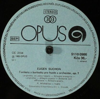 Opus 9110 0986 - Eugen Suchoň - Fantázia A Burleska Pre Husle A - Image 3