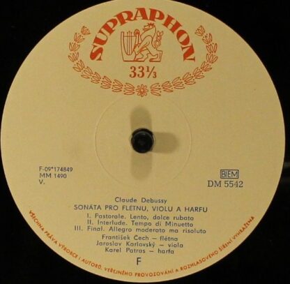 Supraphon DM 5542 - Claude Debussy, Darius Milhaud, Albert Rouss - Image 3