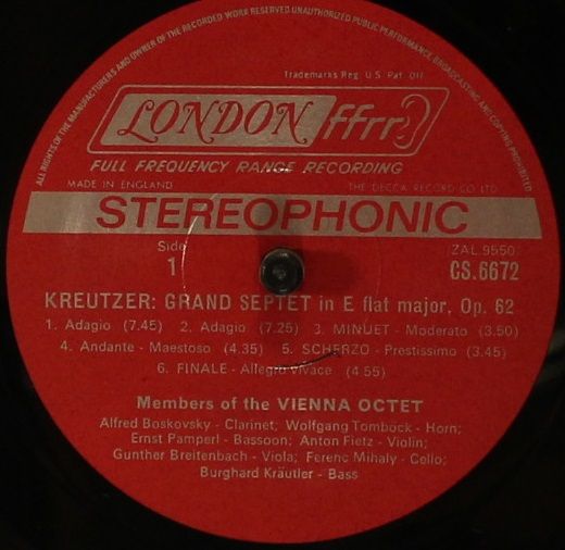 London Records CS 6672 - Konradin Kreutzer, Franz Berwald, Mitgl - Image 3