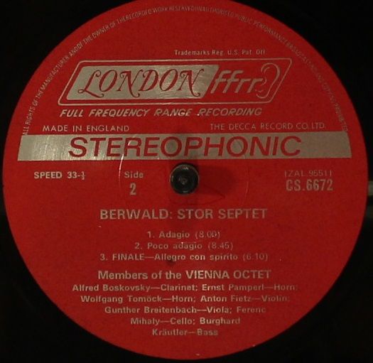 London Records CS 6672 - Konradin Kreutzer, Franz Berwald, Mitgl - Image 4