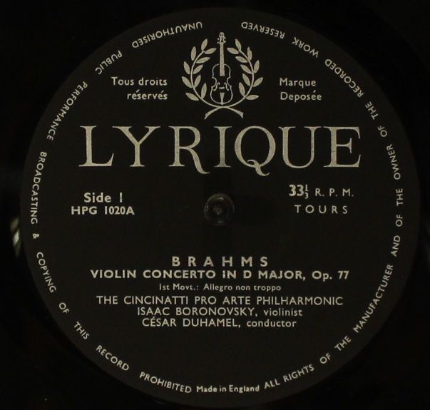 Lyrique HPG 1020 - Johannes Brahms, The Cincinatti Pro Arte Phil - Image 3