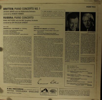 EMI HQM 1103 - Benjamin Britten, Edmund Rubbra - Piano Concerto - Image 2