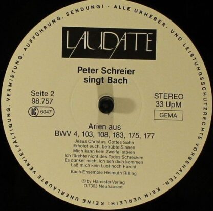 Laudate 98.757 - Peter Schreier, Johann Sebastian Bach - Peter S - Image 4