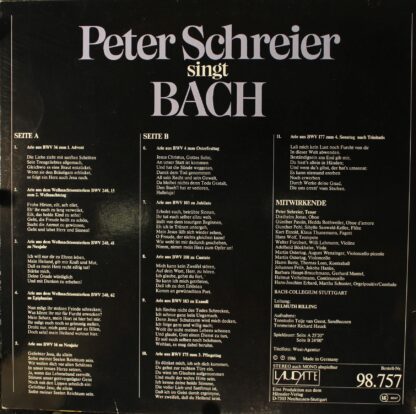 Laudate 98.757 - Peter Schreier, Johann Sebastian Bach - Peter S - Image 2