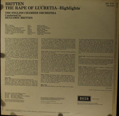 DECCA SET 537 - Benjamin Britten, Benjamin Luxon, Heather Harper - Image 2