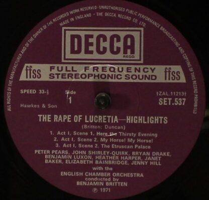 DECCA SET 537 - Benjamin Britten, Benjamin Luxon, Heather Harper - Image 5