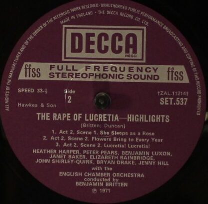 DECCA SET 537 - Benjamin Britten, Benjamin Luxon, Heather Harper - Image 6