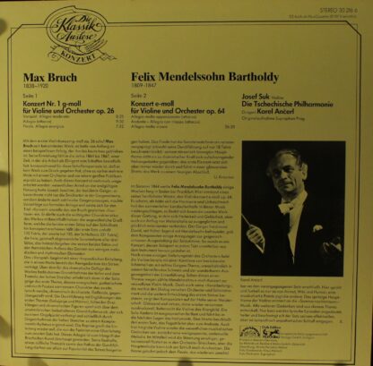 Supraphon 30 216 6 - Felix Mendelssohn-Bartholdy, Max Bruch, Jos - Image 2