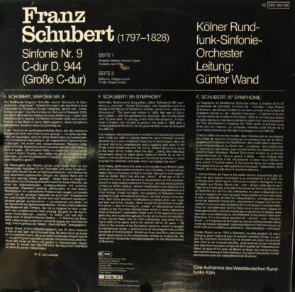 Deutsche Harmonia Mundi HMI 73055 - Franz Schubert, Günter Wand, - Image 2