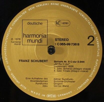 Deutsche Harmonia Mundi HMI 73055 - Franz Schubert, Günter Wand, - Image 4