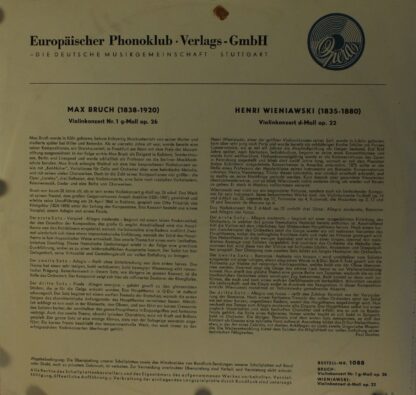 Opera 1088 - Max Bruch, Henryk Wieniawski, Bronislaw Gimpel, Süd - Image 2