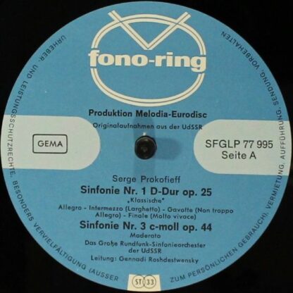 Fono-Ring SFGLP 77 995 - Sergei Prokofiev, Большой Симфонический - Image 3