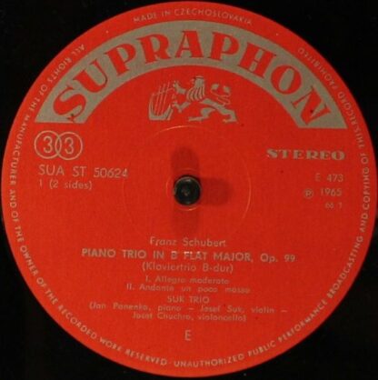 Supraphon SUA ST 50 624 - Franz Schubert, Suk Trio - Piano Trio - Image 4