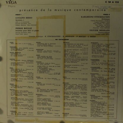 VEGA C 30 A 139 - Luciano Berio, Pierre Boulez, Olivier Messiaen - Image 2