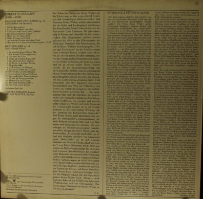 CBS 61 501 - Robert Schumann, Lotte Lehmann, Bruno Walter - Frau - Image 2