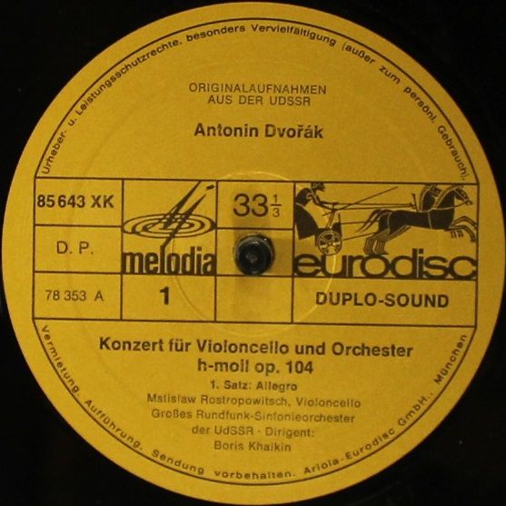 Eurodisc 85645 XK - Antonín Dvořák, Mstislav Rostropovich, David - Image 5
