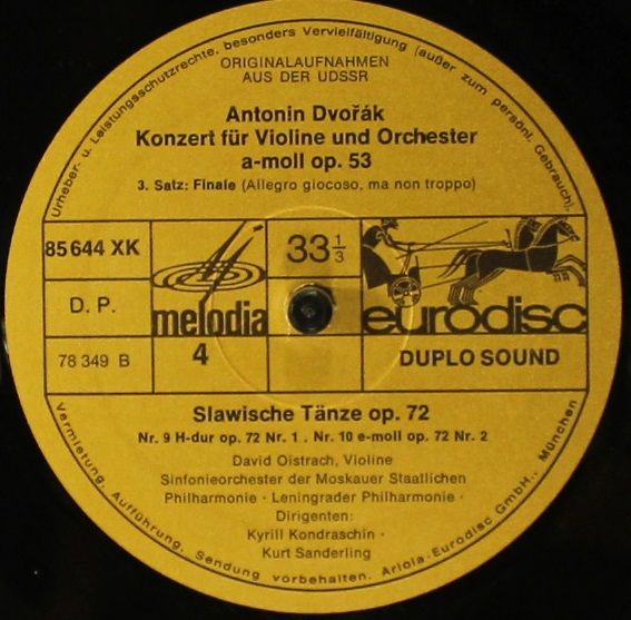 Eurodisc 85645 XK - Antonín Dvořák, Mstislav Rostropovich, David - Image 8