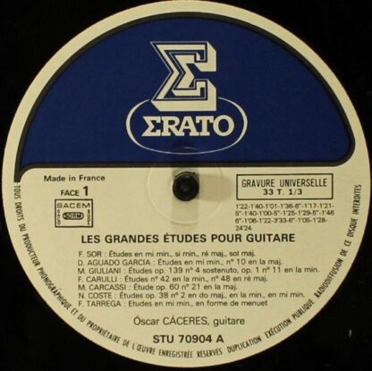 Erato STU 70904 - Oscar Cáceres - Les Grandes Etudes Pour Guitar - Image 3