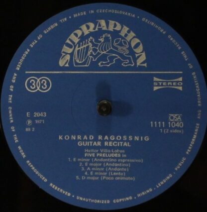 Supraphon 1111 1040 - Konrad Ragossnig, Federico Moreno Torroba, - Image 4