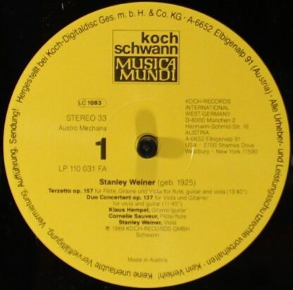 Koch Schwann Musica Mundi 110 031 FA - Stanley Weiner, Katharina - Image 3