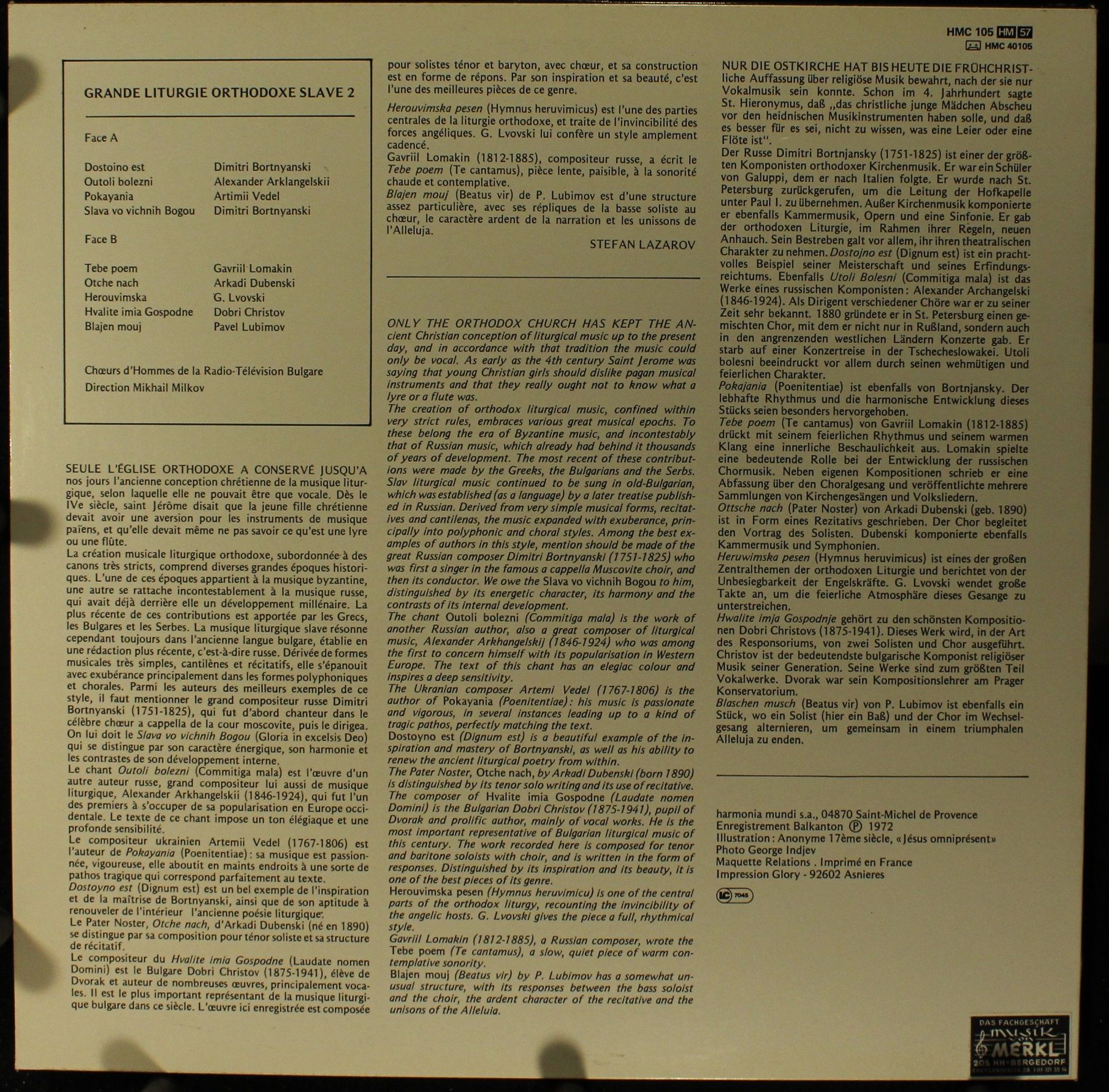 harmonia mundi France HM 105 - Mihail Milkov, Choeurs D'hommes D - Image 2