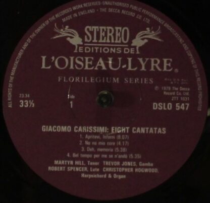 L'Oiseau-Lyre DSLO 547 - Giacomo Carissimi, Martyn Hill, Trevor - Image 3